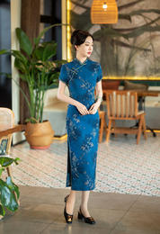 春季新款，花罗改良长款旗袍日常修身显瘦中国风时尚气质旗袍ZA-5186