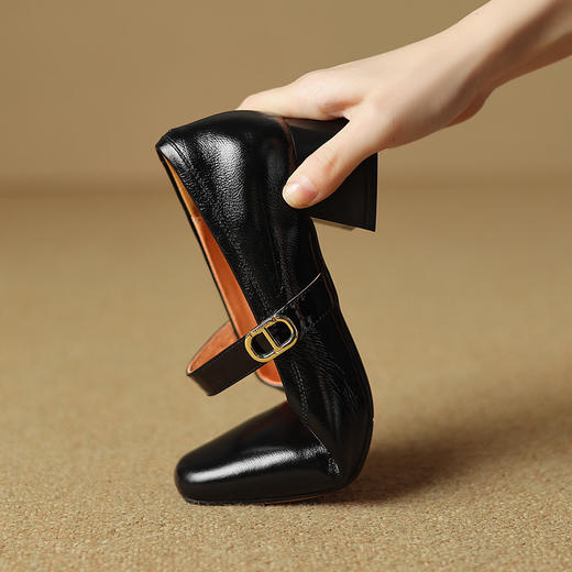 【预售5天】春夏新款，粗跟里外全真皮单鞋LD&6715 商品图3