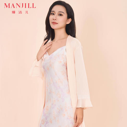 【商场同款】熳洁儿 春夏女士冰雪丝和尚领七分袖袍外套+吊带裙慵懒优雅24203117 商品图0