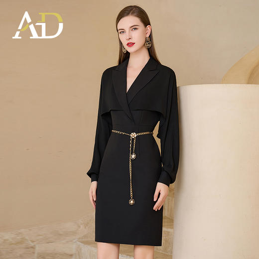 AD高端精致连衣裙女春季2024新款高级感连身长袖西装裙显瘦职业装 商品图1