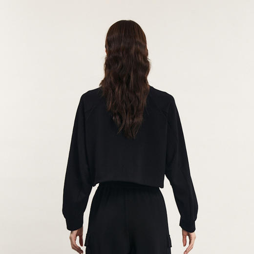 谜底短款卫衣长袖女2024春新款学院风绣花下摆抽绳上衣241MV0154 商品图2