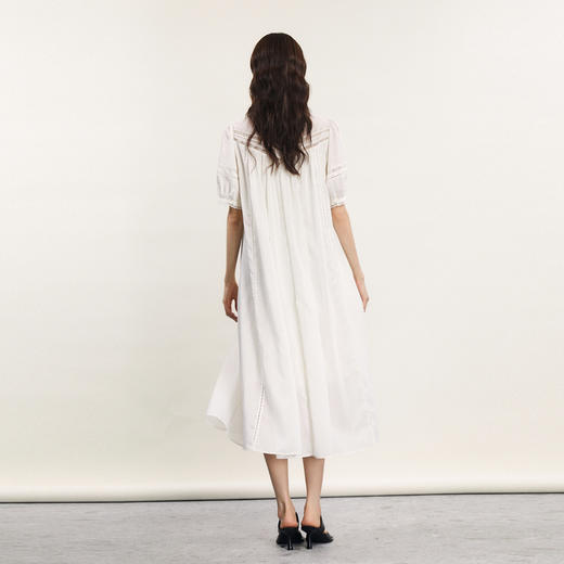 谜底连衣裙短袖2024春款宫廷风荷叶领长裙泡泡袖大摆裙241GL0146 商品图2