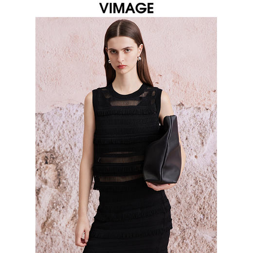 VIMAGE纬漫纪夏季新款百搭时尚修身蕾丝无袖上衣女V2113724 商品图0