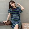 2025夏季新款【侧隐藏口袋 条纹连衣裙女纯棉 】韩版宽松开衩显瘦中长款T恤裙子 商品缩略图2