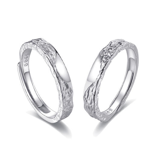 KADER卡蒂罗 甜蚀冰川 999足银 情侣对戒小众素圈开口可调节对戒 简约百搭极简风配饰 纪念日礼物礼盒 送女友 商品图2