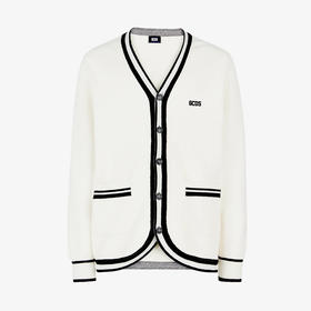 GCDS 男士字母徽标刺绣学院风针织开衫 米色 A1CM1805KC215