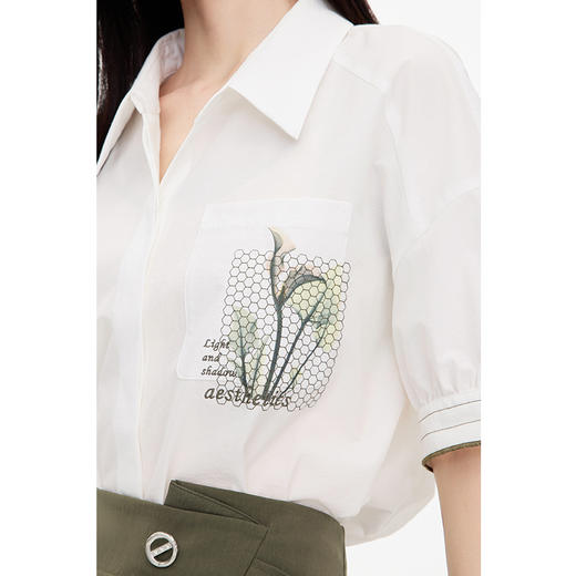 【特惠不退货】诗凡黎秋翻领刺绣衬衫3E7121991 商品图3