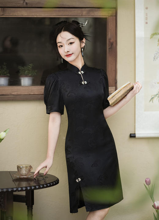 春夏新款，国潮泡泡袖小立领改良旗袍XL-24021 商品图2