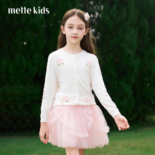 mettekids女童针织开衫春秋新款儿童荷叶花边甜美洋气外搭童装 商品图0