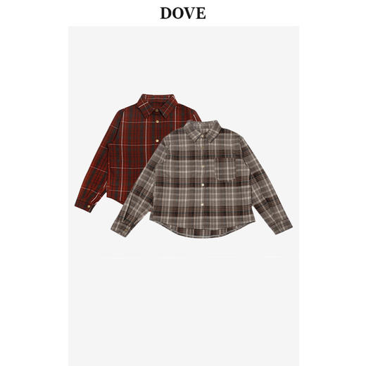 【女主角】老板娘定制撞色格纹衬衫女磨毛加厚衬衣 商品图0