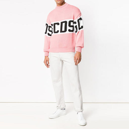 GCDS 男士字母徽标提花混纺羊毛针织衫 粉色 ACC94U020050 ROSA 商品图3