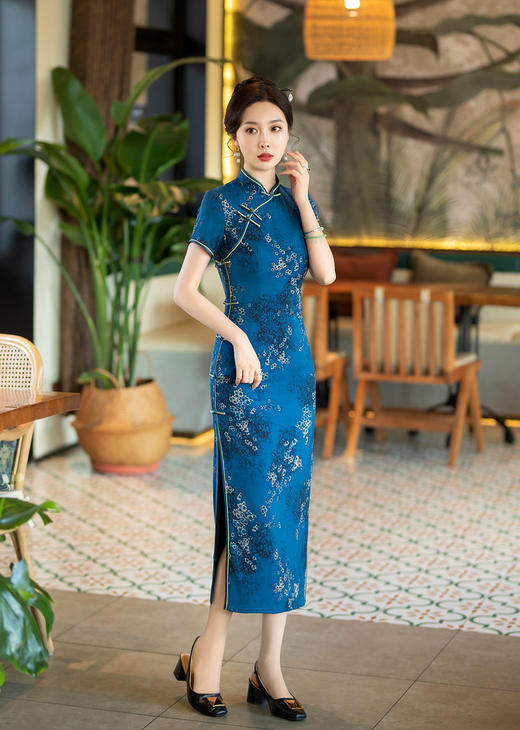 春季新款，花罗改良长款旗袍日常修身显瘦中国风时尚气质旗袍ZA-5186 商品图2