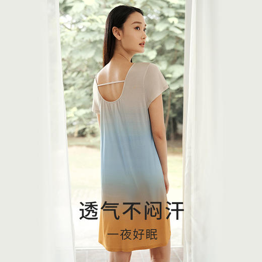 深睡眠蚕丝睡衣】100%桑蚕丝女真丝针织睡裙女短袖家居服金三塔 YZFEA304 商品图3