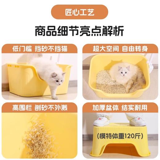 猫砂盆超大号半封闭开放防外溅垫漏非全封闭猫沙盆幼猫猫厕所特大 商品图1