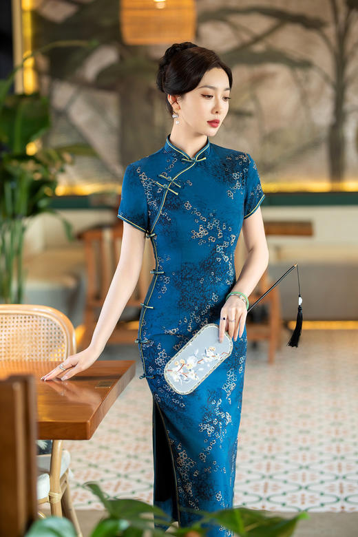 春季新款，花罗改良长款旗袍日常修身显瘦中国风时尚气质旗袍ZA-5186 商品图3