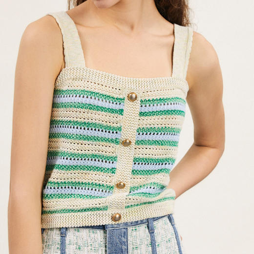 谜底针织背心女2024春新款性感风修身短款吊带上衣无袖241MZ0331 商品图3