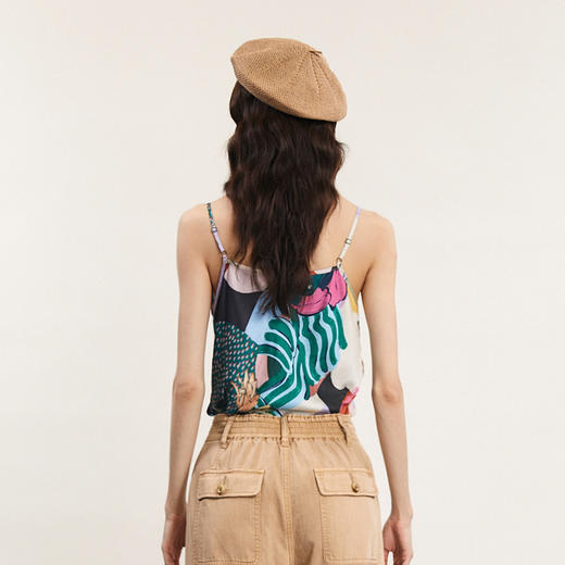 谜底花色性感小吊带女2024春季新款复古风印花上衣无袖241MN0138 商品图2