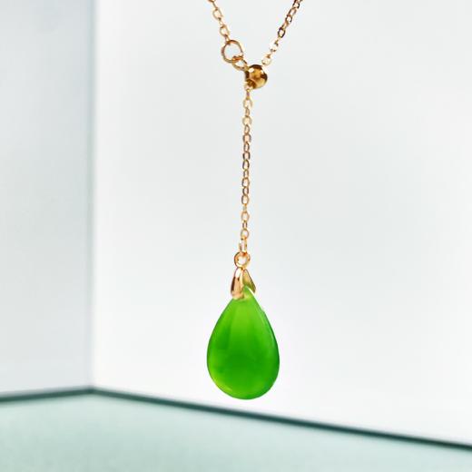 碧玉吊坠-水滴玫瑰金一体链 商品图0
