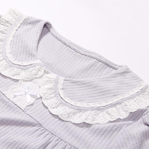 都市丽人生活家居春夏睡衣女CVC泡泡直条提花家居服薄款长袖长裤女士套装LH42A8 商品图5