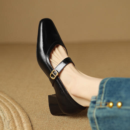 【预售5天】春夏新款，粗跟里外全真皮单鞋LD&6715 商品图4