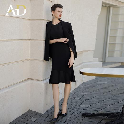 AD黑色西装外套女正式场合职业套装裙时尚无袖连衣裙职场通勤正装 商品图1
