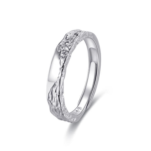 KADER卡蒂罗 甜蚀冰川 999足银 情侣对戒小众素圈开口可调节对戒 简约百搭极简风配饰 纪念日礼物礼盒 送女友 商品图3