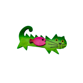 北京仓｜Bijoux Pavone-Fish Cat-把鱼藏起来 绿猫 胸针［法国设计师］