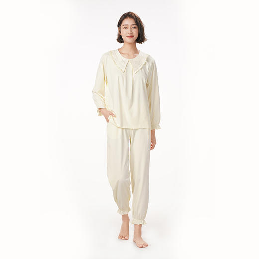 都市丽人生活家居春夏睡衣女RC拉架家居服薄款长袖长裤女士套装LH42A7 商品图1