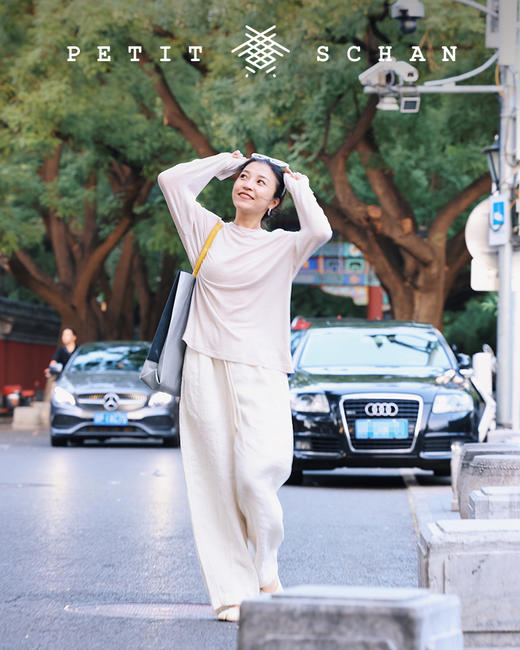 PETIT SCHAN小闪 CLO#081 Time Garden 时光花园 纯亚麻白/象牙白/柠檬黄纯亚麻松紧腰抽绳休闲长裤 商品图9