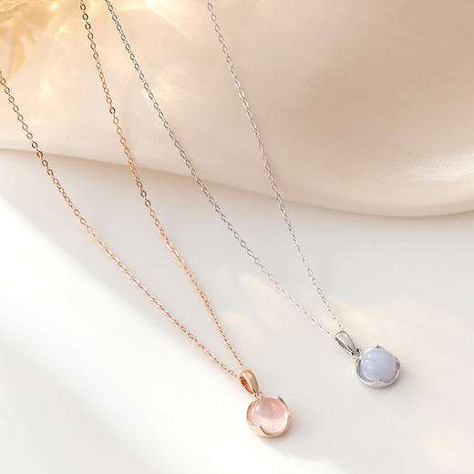 【四叶圆心】S925银圆形芙蓉晶项链【JHY-N001436B】 商品图1