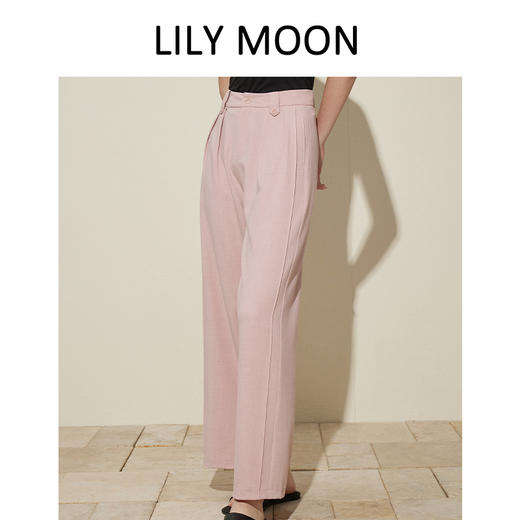 【夏季凉感】Lilymoon 夏新款麻感休闲阔腿直筒裤垂顺宽松气质不易皱 商品图2