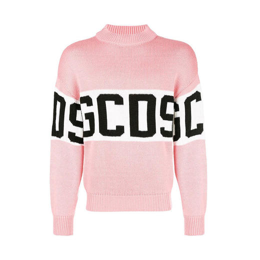 GCDS 男士字母徽标提花混纺羊毛针织衫 粉色 ACC94U020050 ROSA 商品图0