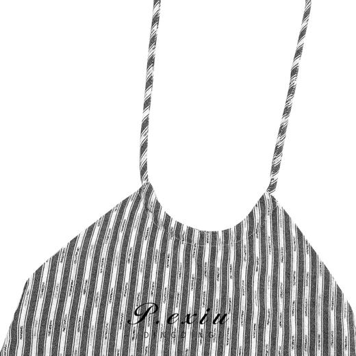 01-1 潘依绣丁丁宠粉法式夏季宽松显瘦露背挂脖条纹连衣裙 Z5445 商品图2