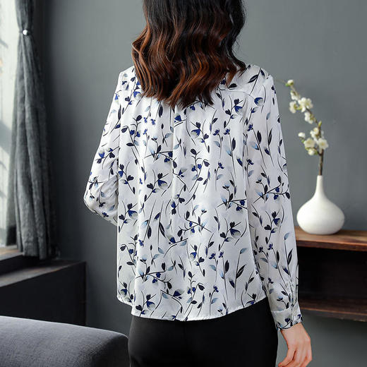 KQLA83N6938印花长袖时尚通勤仿真丝OL衬衫 商品图2