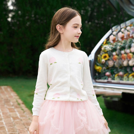 mettekids女童针织开衫春秋新款儿童荷叶花边甜美洋气外搭童装 商品图3