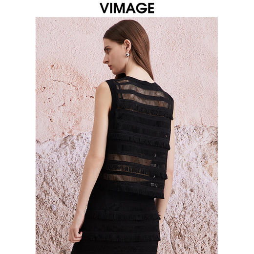 VIMAGE纬漫纪夏季新款百搭时尚修身蕾丝无袖上衣女V2113724 商品图4