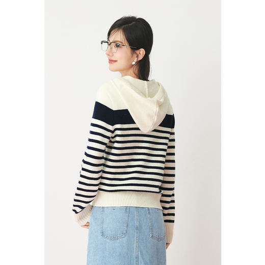 【严选】诗凡黎春经典撞色条纹H型连帽套头衫SF2330391 商品图4