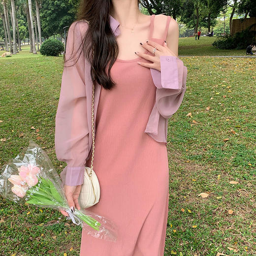 夏2025新款【设计感双肩吊带连衣裙女 宽松显瘦】内搭过膝背心长裙 商品图7