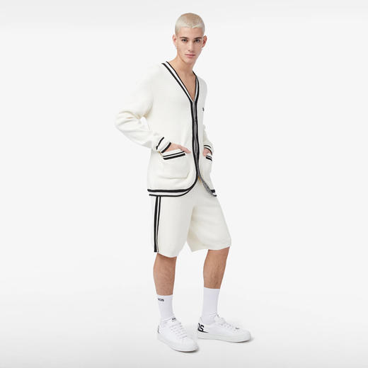 GCDS 男士字母徽标刺绣学院风针织开衫 米色 A1CM1805KC215 商品图3