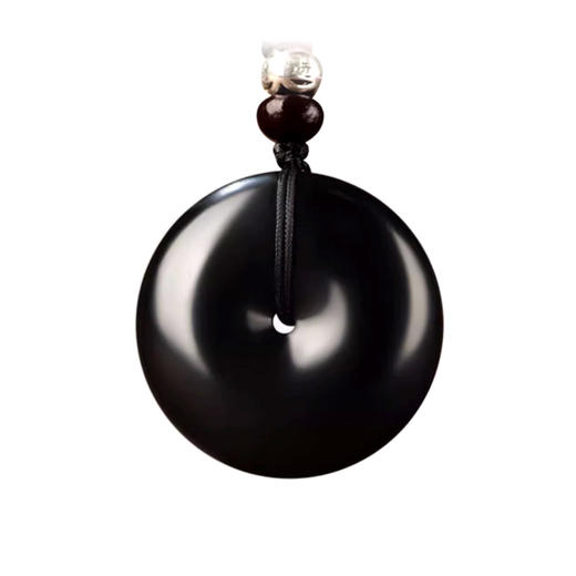 和田玉墨玉平安扣吊坠 质地细腻 油润光滑 商品图3