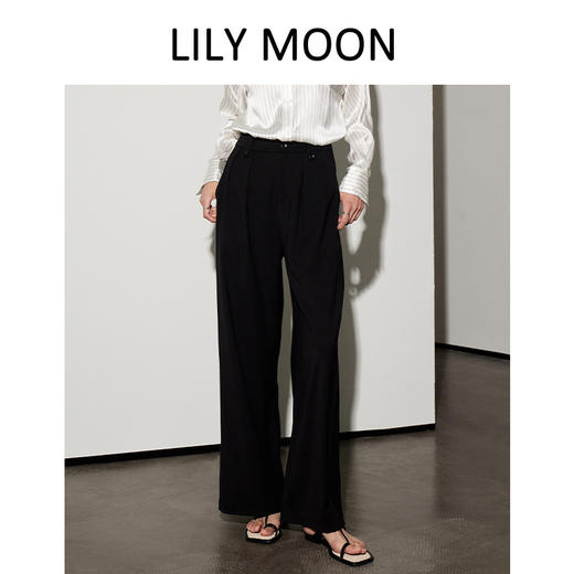 【夏季凉感】Lilymoon 夏新款麻感休闲阔腿直筒裤垂顺宽松气质不易皱 商品图0