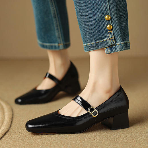 【预售5天】春夏新款，粗跟里外全真皮单鞋LD&6715 商品图5