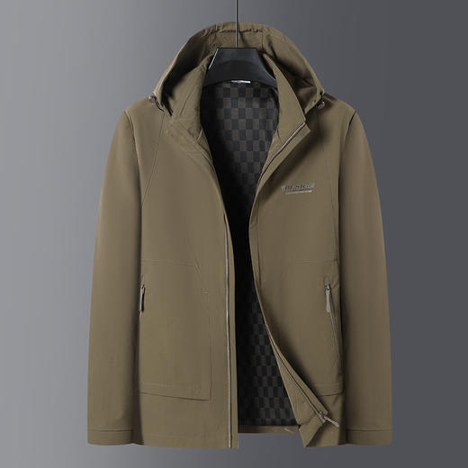 【可拆卸帽】【新款DWY】大依优型大码休闲夹克外套胖子大码男休闲宽松加肥加大上衣外套 商品图1