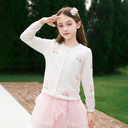 mettekids女童针织开衫春秋新款儿童荷叶花边甜美洋气外搭童装 商品图4