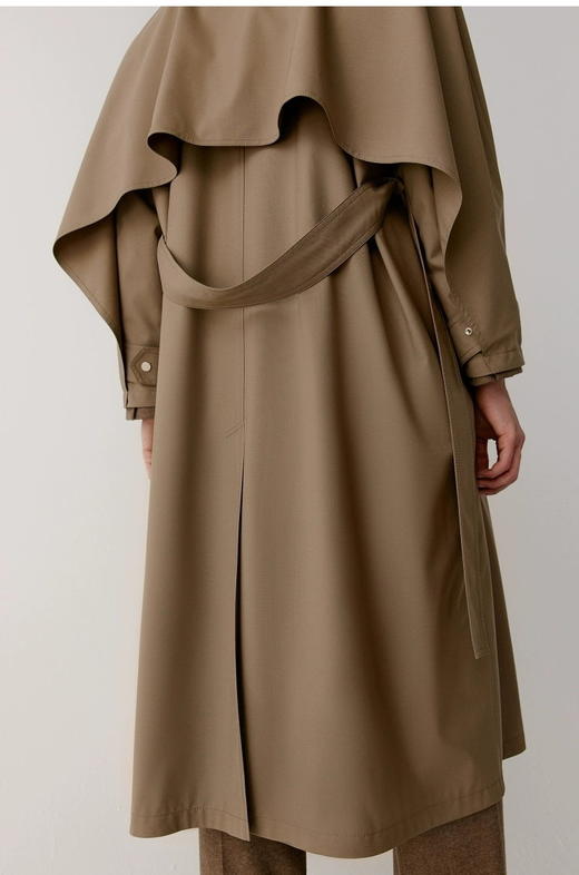 露珠系列廓形风衣 真丝羊毛密织工艺 廓形八字插肩袖 背部连片随性设计 自然感廓形 大翻领设计 商品图1