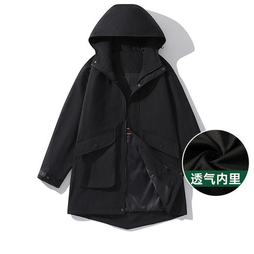【新款DXC】大依优型大码连帽风衣夹克中长款加肥加大休闲胖子宽松外套上衣潮流男装 商品图0