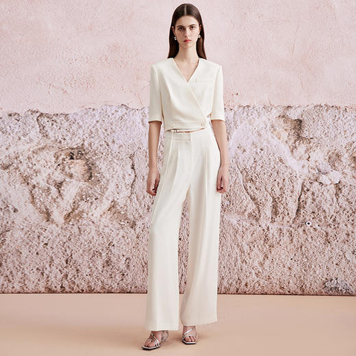 VIMAGE纬漫纪春季新款气质通勤百搭显瘦高腰直筒裤子V2105711 商品图1