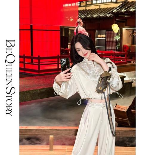 【年终福利，不退不换】  【凝脂美人】新中式婉约天丝棉拼接提花气质国风套装 商品图3