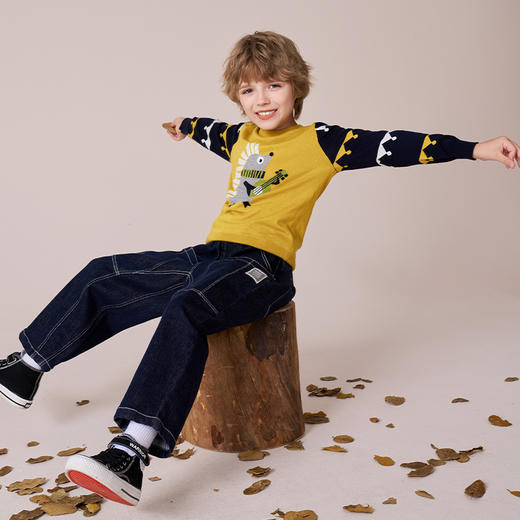 mettekids男童针织衫秋冬新款卡通打底衫儿童休闲圆领棉羊绒毛衣 商品图2