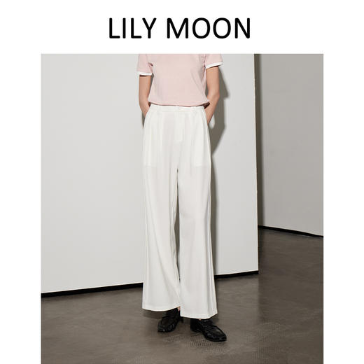 【夏季凉感】Lilymoon 夏新款麻感休闲阔腿直筒裤垂顺宽松气质不易皱 商品图4